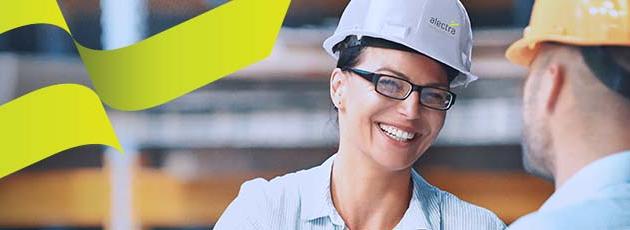Alectra employees communicating – Alectra Energy Solutions Homepage Mobile Banner